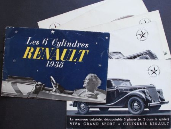 Renault Vivastella 6 Cylinder Modelprogram 1938 Carbrochure-Map (7741)
